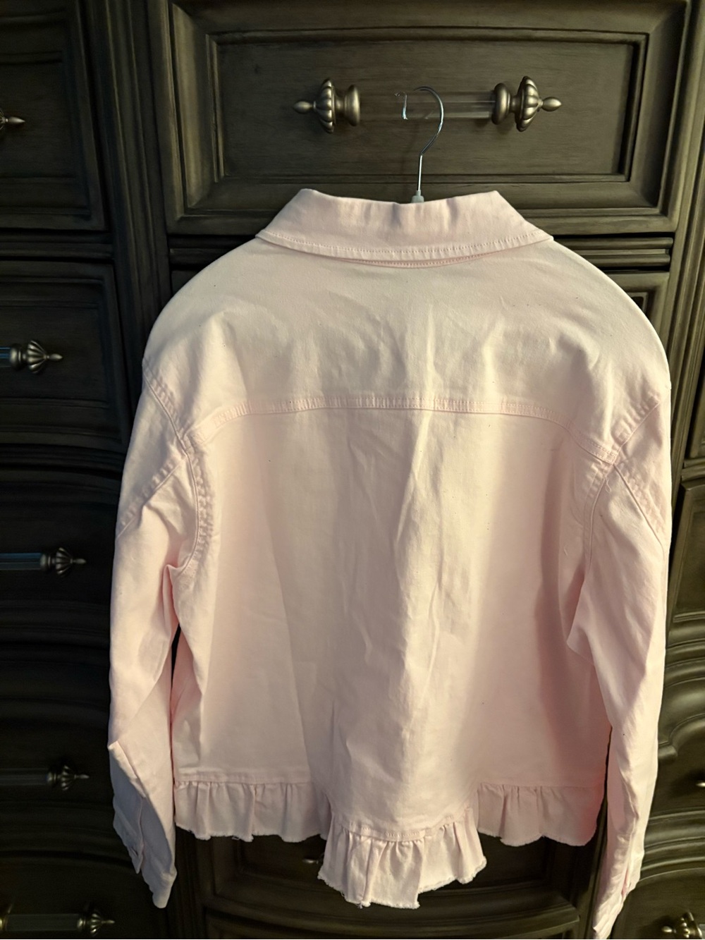 Pale Pink Ruffle-Hem Denim Jacket - Picture 2 of 2